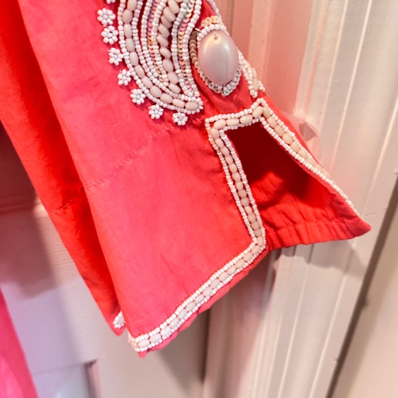 Woman's Tunic, Peach, Beaded, Applique, Size XL - Picture 7 of 13